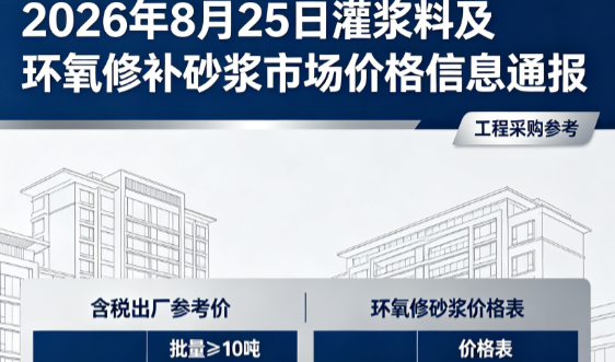 绛县2026年8月25日灌浆料及环氧修补砂浆市场价格信息通报